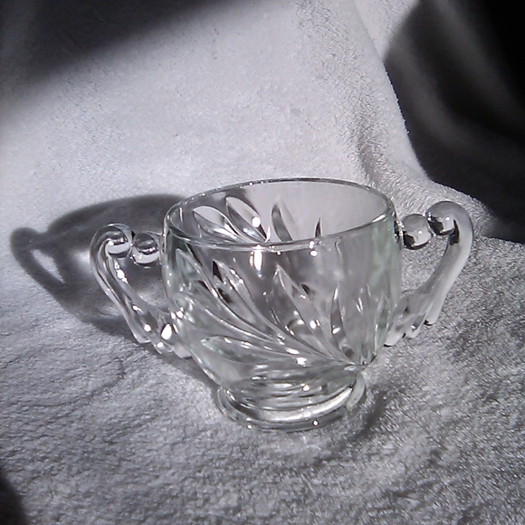 Vintage Creamer Sugar Bowl Etched Leaf Pattern - Picture 5 of 7